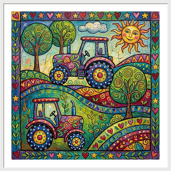 Colorful Tractors In Nature