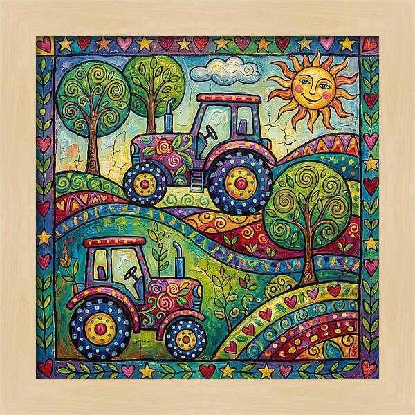 Colorful Tractors In Nature