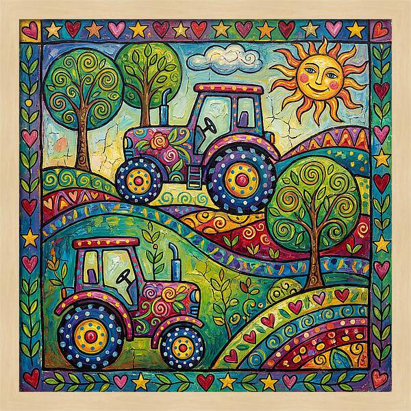 Colorful Tractors In Nature