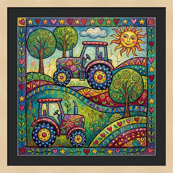 Colorful Tractors In Nature
