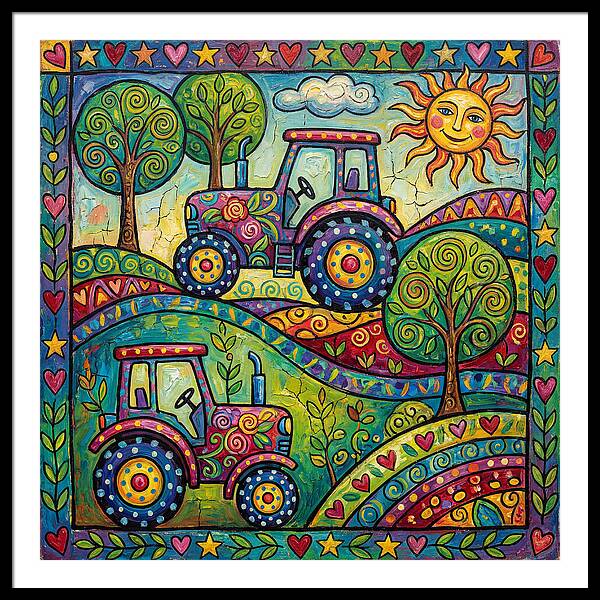 Colorful Tractors In Nature