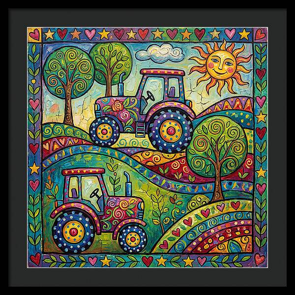 Colorful Tractors In Nature