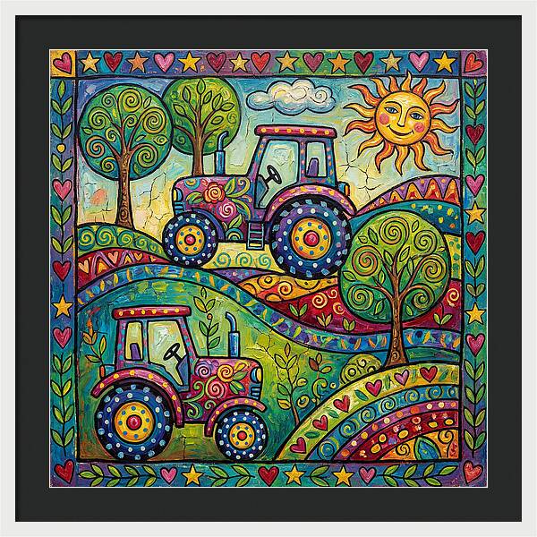 Colorful Tractors In Nature