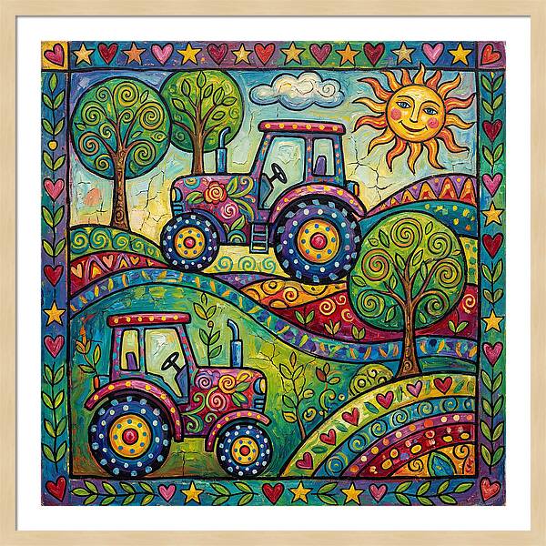 Colorful Tractors In Nature