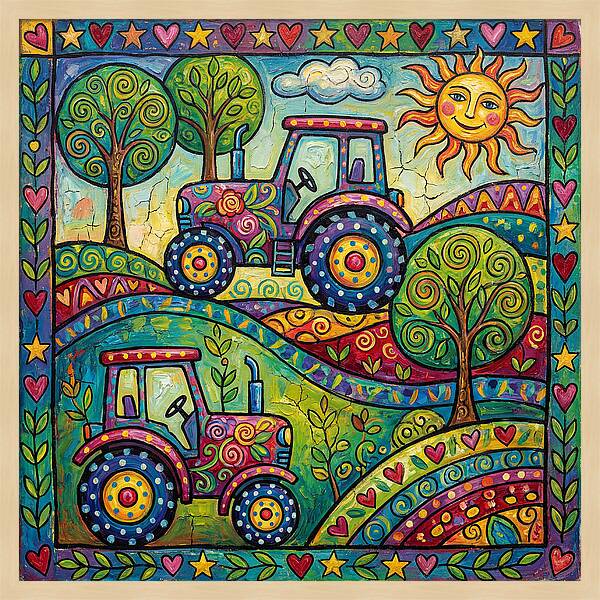 Colorful Tractors In Nature