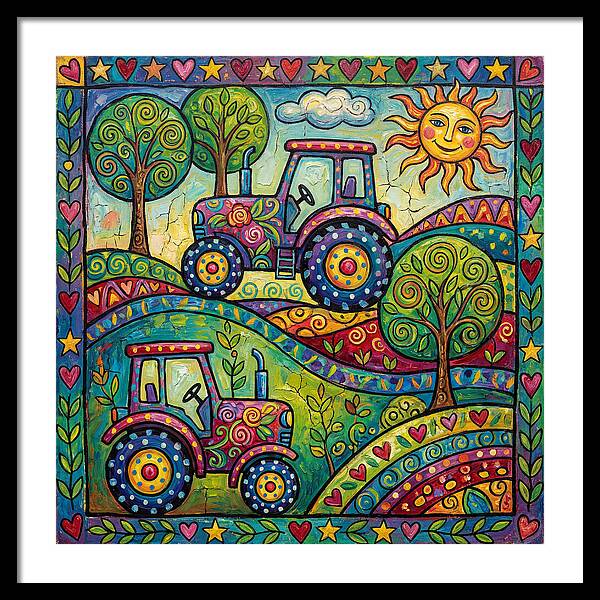 Colorful Tractors In Nature