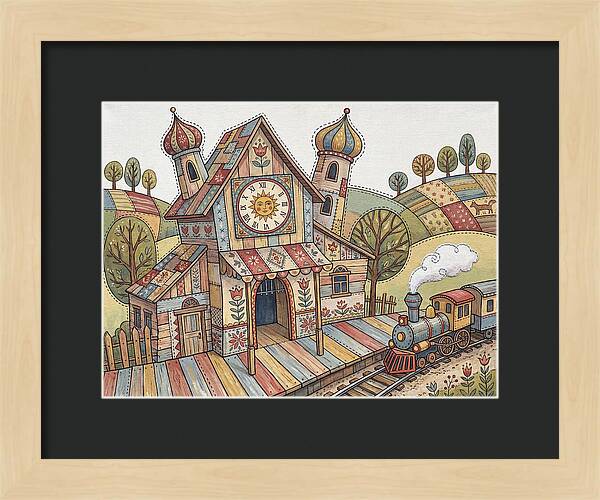Colorful Train Station Scene