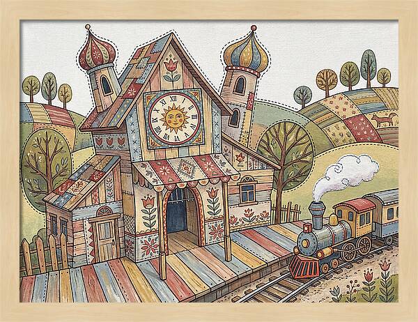 Colorful Train Station Scene