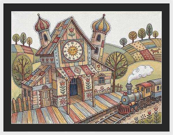Colorful Train Station Scene