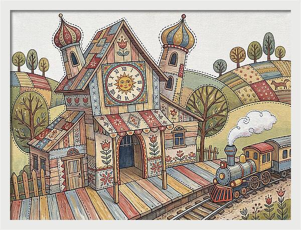 Colorful Train Station Scene