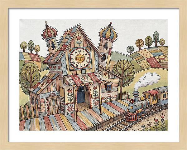 Colorful Train Station Scene