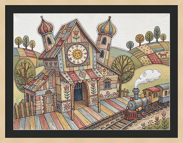 Colorful Train Station Scene