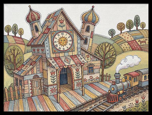 Colorful Train Station Scene