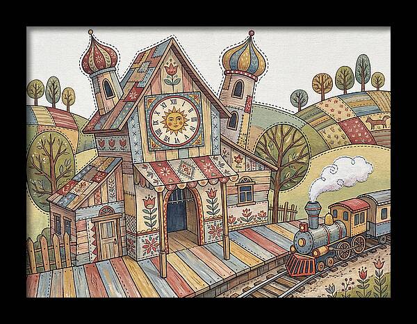 Colorful Train Station Scene