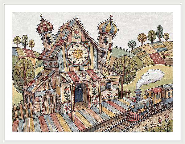 Colorful Train Station Scene