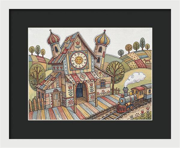 Colorful Train Station Scene