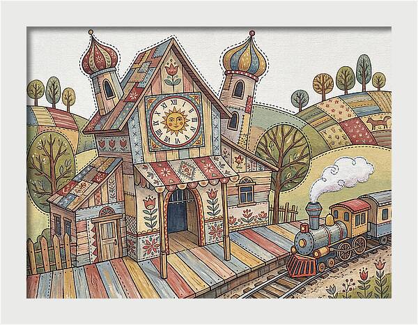 Colorful Train Station Scene