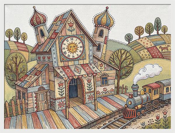Colorful Train Station Scene