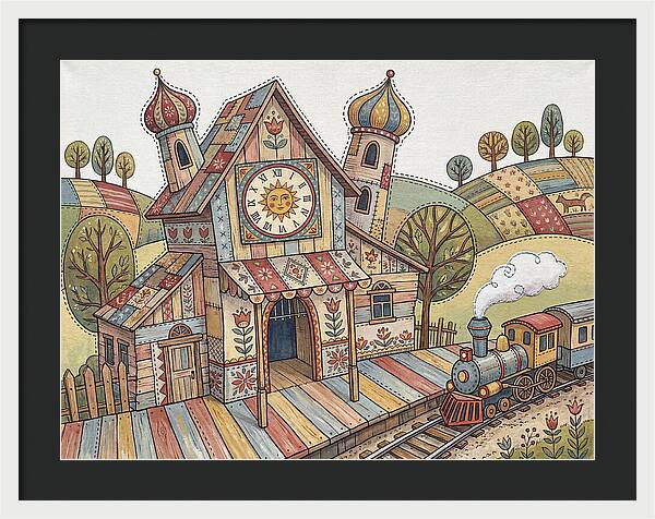 Colorful Train Station Scene