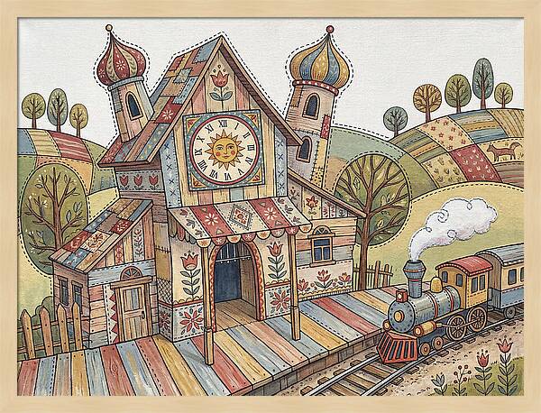 Colorful Train Station Scene
