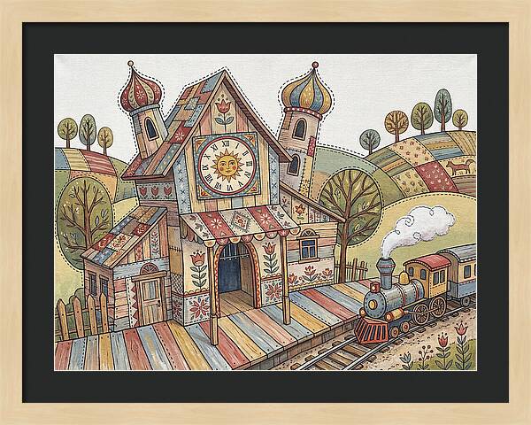 Colorful Train Station Scene