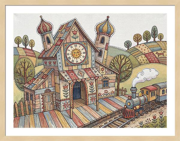 Colorful Train Station Scene