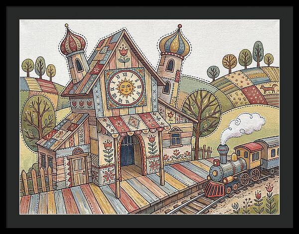 Colorful Train Station Scene