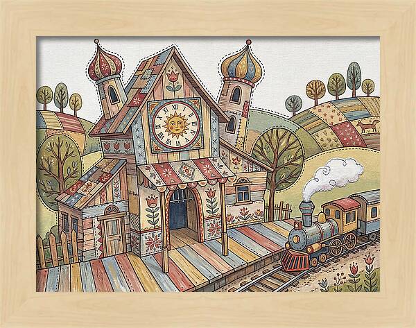 Colorful Train Station Scene