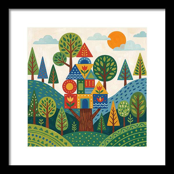 Colorful Treehouse In A Forest