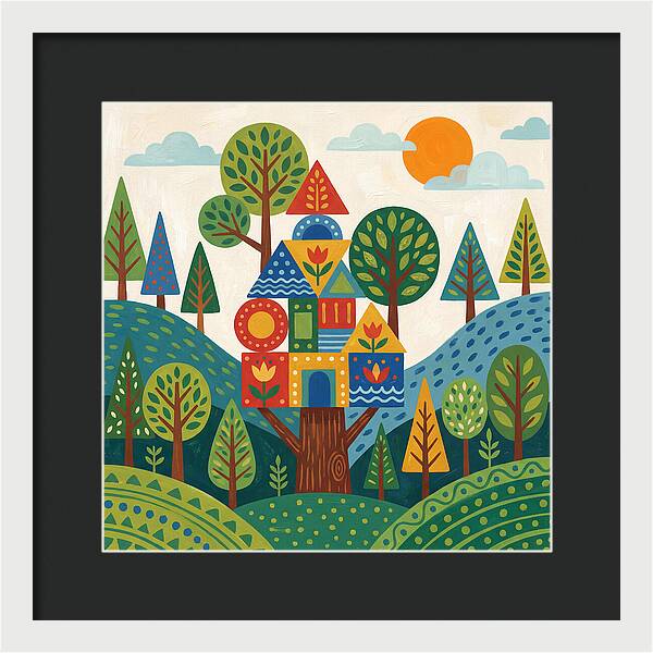 Colorful Treehouse In A Forest