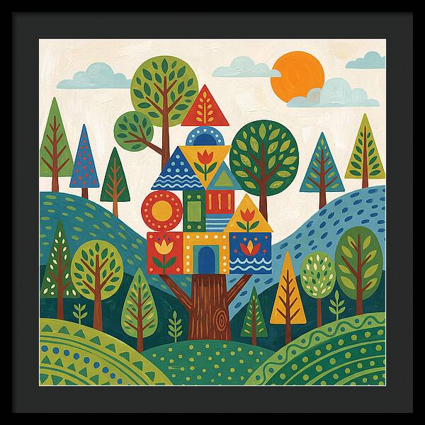 Colorful Treehouse In A Forest