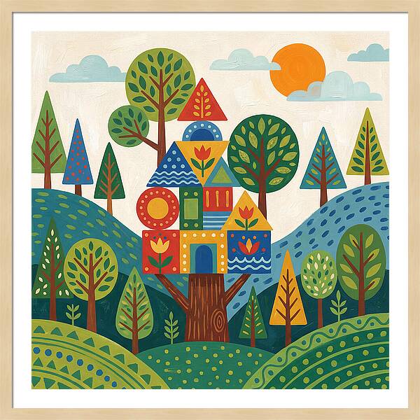 Colorful Treehouse In A Forest