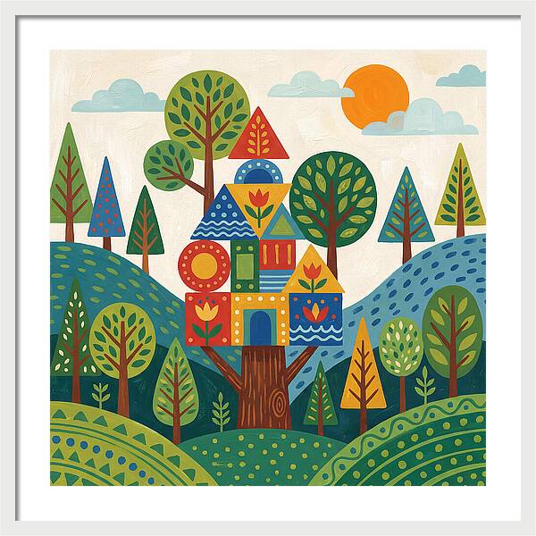 Colorful Treehouse In A Forest