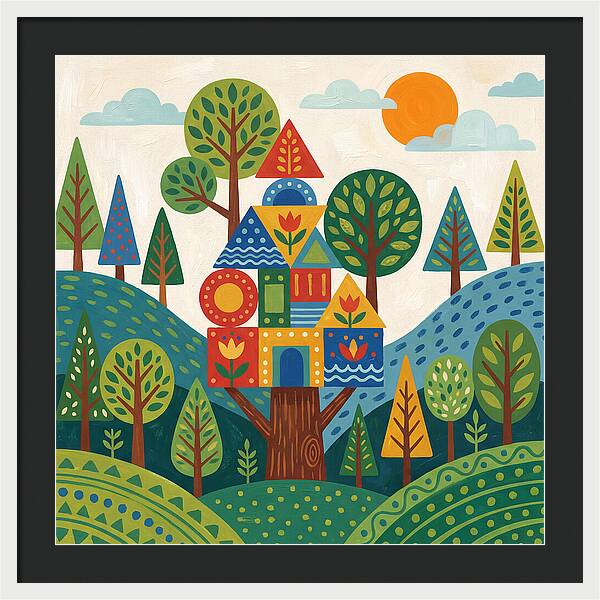 Colorful Treehouse In A Forest