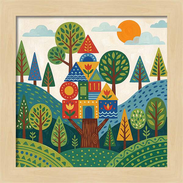 Colorful Treehouse In A Forest