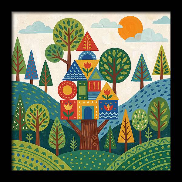 Colorful Treehouse In A Forest