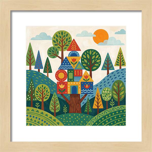 Colorful Treehouse In A Forest