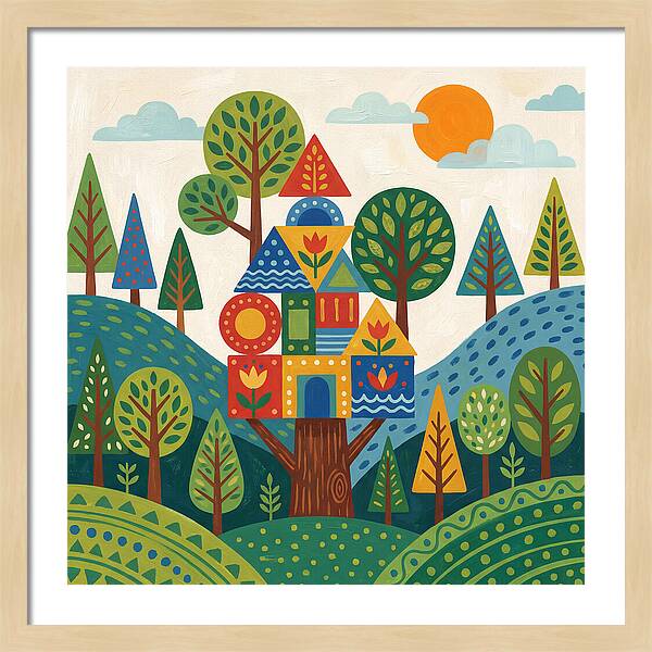 Colorful Treehouse In A Forest