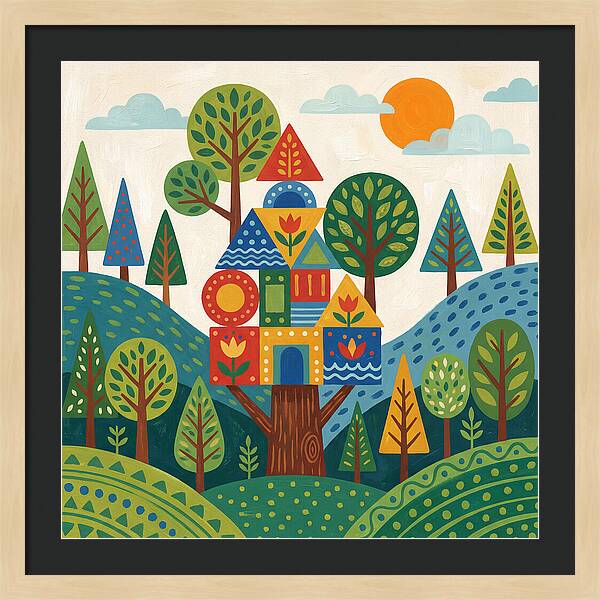 Colorful Treehouse In A Forest