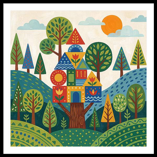 Colorful Treehouse In A Forest