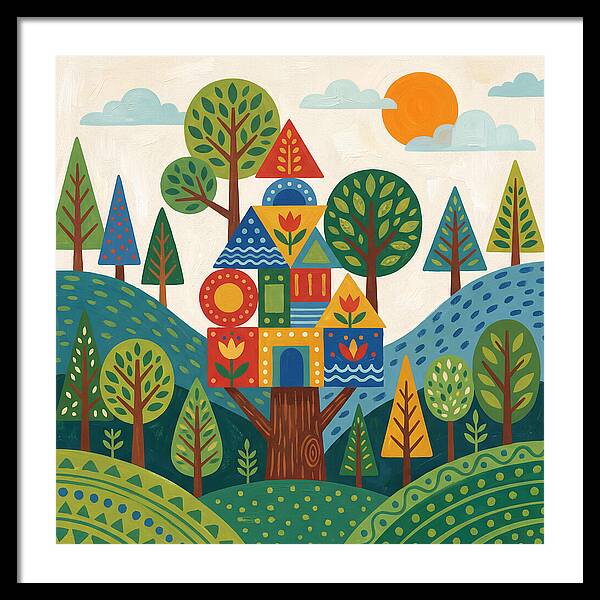 Colorful Treehouse In A Forest
