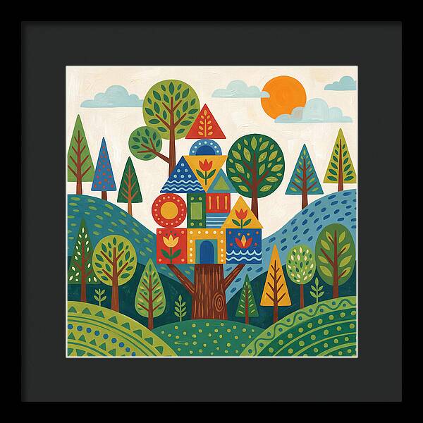 Colorful Treehouse In A Forest
