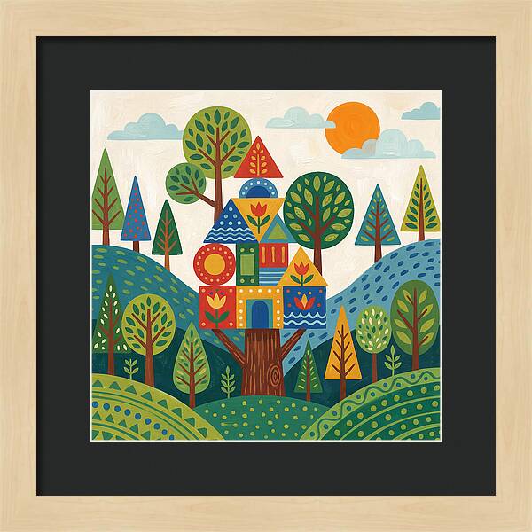 Colorful Treehouse In A Forest