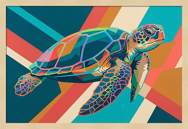 Colorful Turtle In Motion