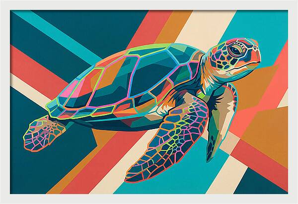 Colorful Turtle In Motion