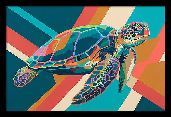 Colorful Turtle In Motion