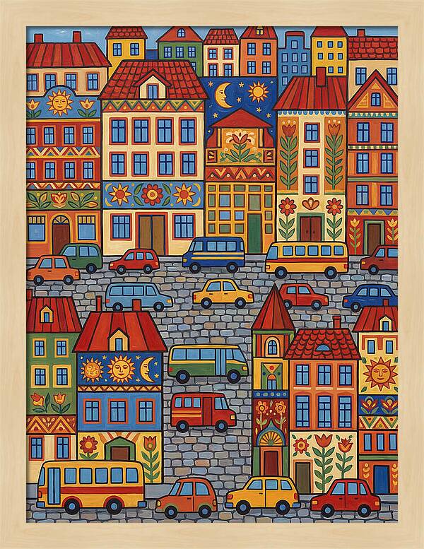Colorful Urban Street Scene
