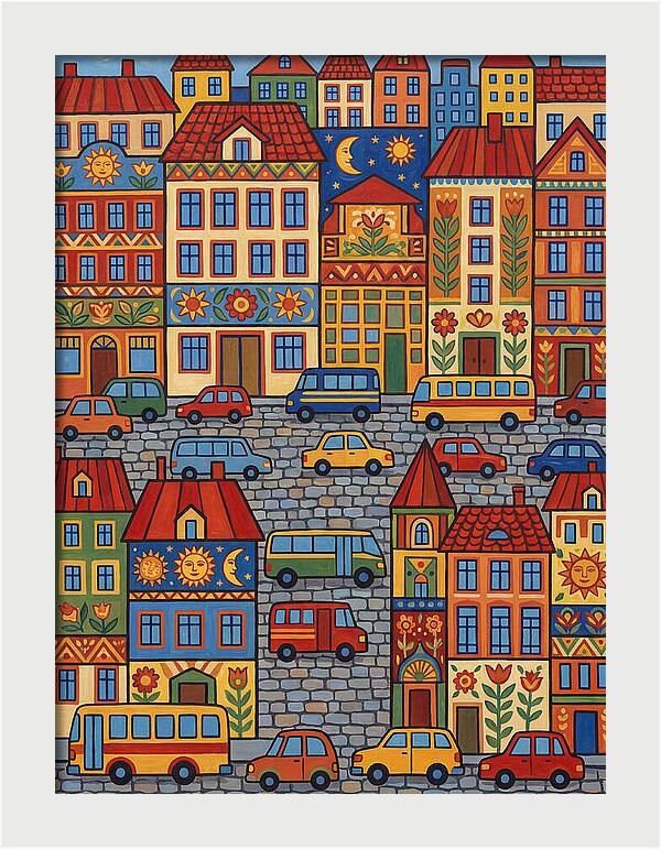 Colorful Urban Street Scene