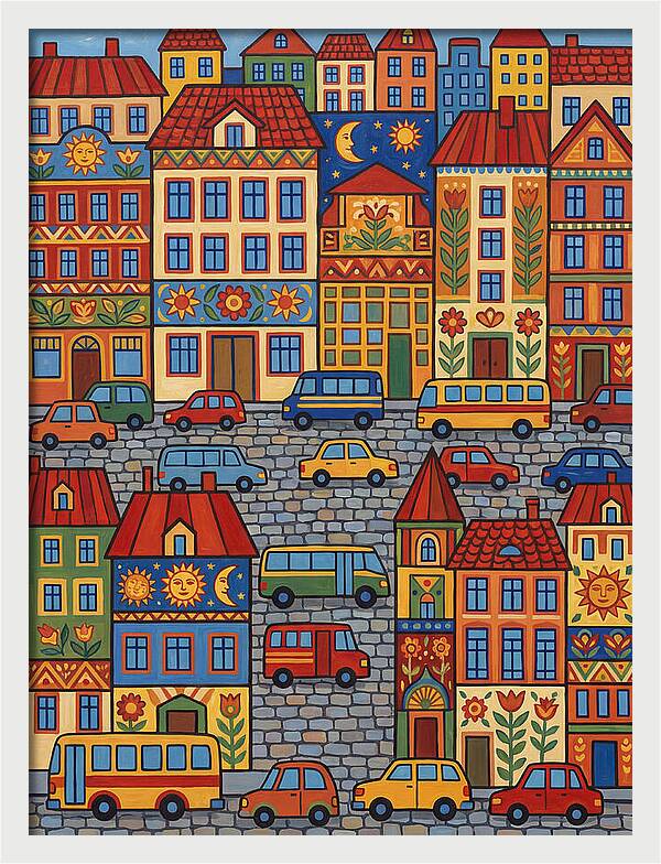 Colorful Urban Street Scene