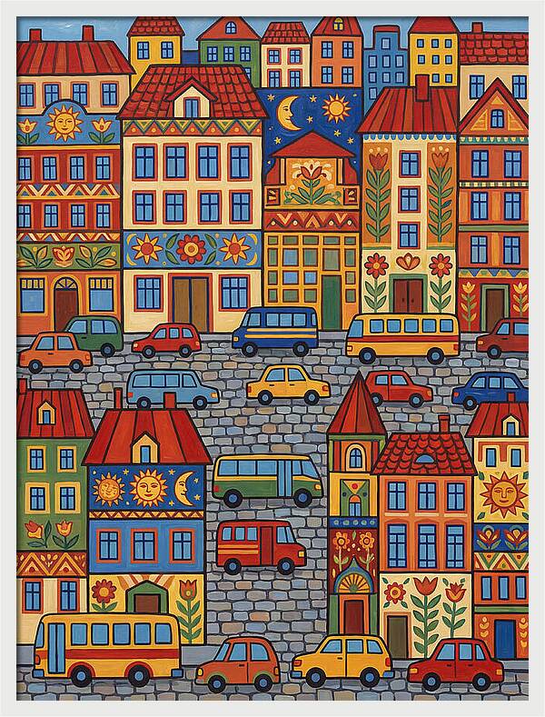 Colorful Urban Street Scene